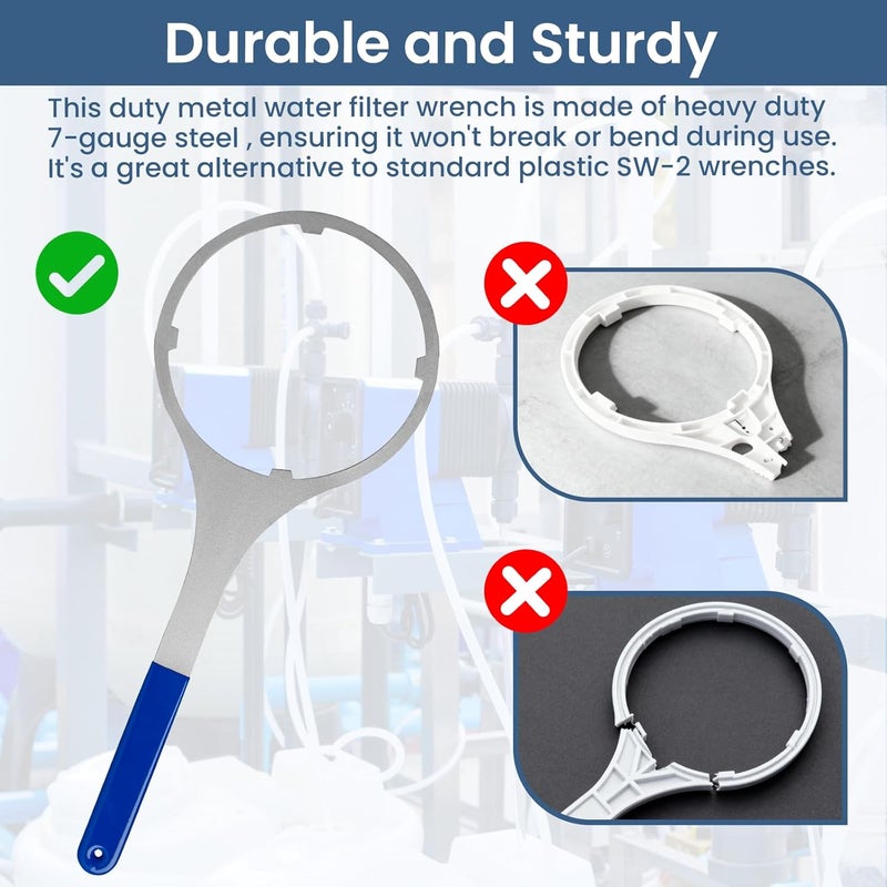 PIHIL SPBW-2 Heavy Duty Metal Water Filter Wrench - 6.25 Inch Whole House Water Filter Housing Wrench, Compatible with 3M-Cuno-Aqua Pure,Watts FH5000, FH10000 Series and Big Blue Water Housing - Image 4
